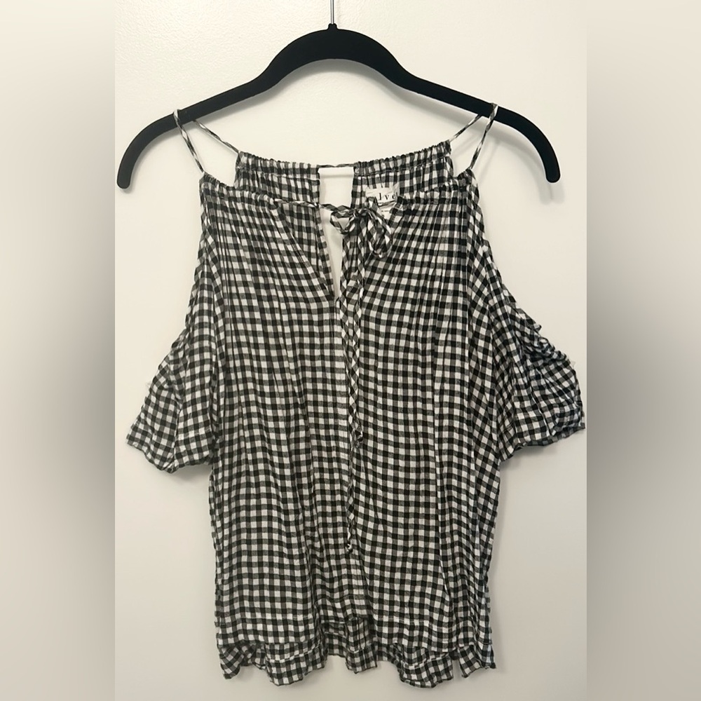 Velvet by Graham Spencer off shoulder gingham top